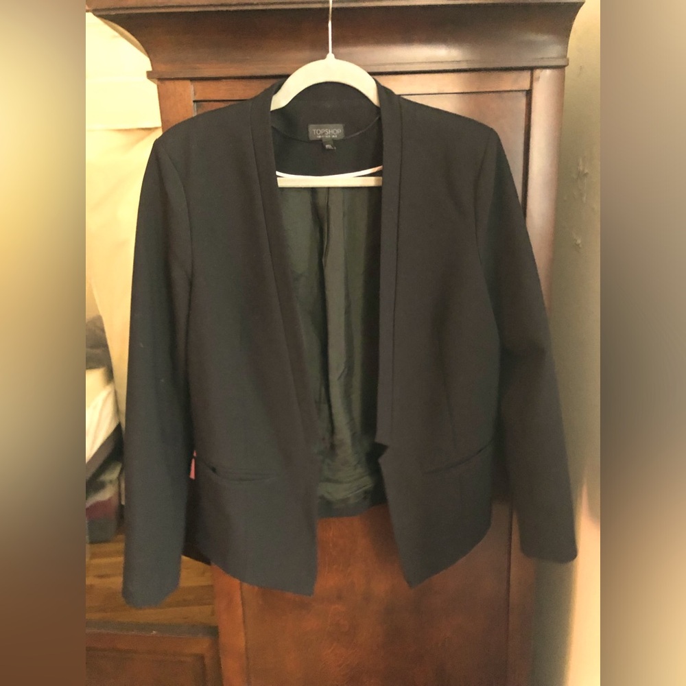 TOPSHOP Black Cropped Blazer Jacket in US Size 8